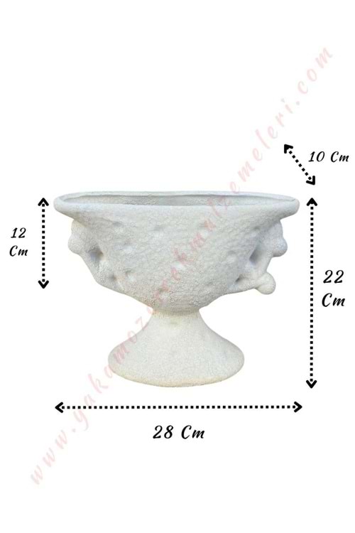 Ayaklı Oval Seramik Vazo 28*22 Cm Uyar H-8 - Beyaz