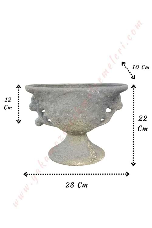 Ayaklı Oval Seramik Vazo 28*22 Cm Uyar H-8 - Gri