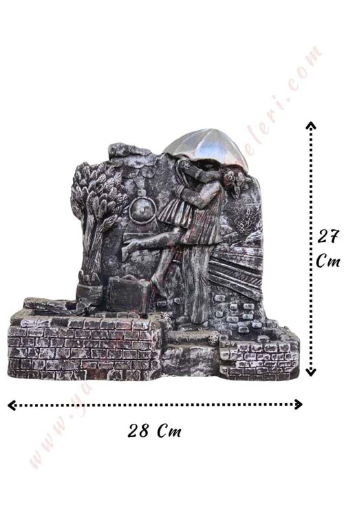 Sonsuz Aşk Skulent Kaktüs Saksısı Genç Çift 28*7*27 Cm - Gri