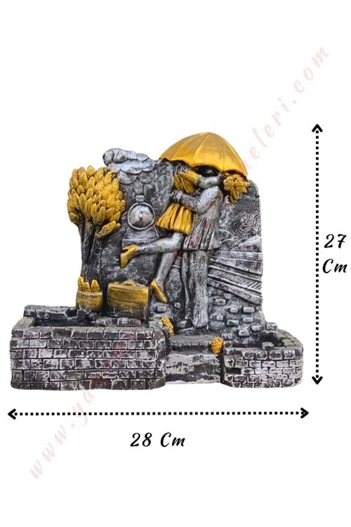 Sonsuz Aşk Skulent Kaktüs Saksısı Genç Çift 28*7*27 Cm - Gümüş