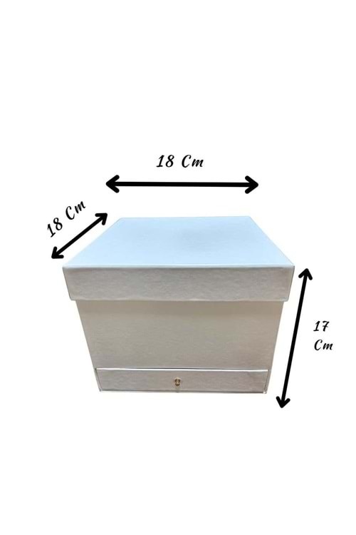 Çekmeceli Kare Kutu 18 x 18 x 17 Cm Ciltbezli Siyah Beyaz Çiçek Çikolata Hediye Kutusu - Kutu Modelleri - Vitrin Kutu - Beyaz - 18 X 18 X 17 CM