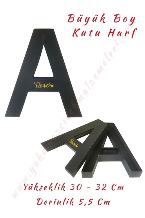 A Kutu Harf Büyük Boy Çiçek Çikolata Aranjman Kutusu - A Harfi