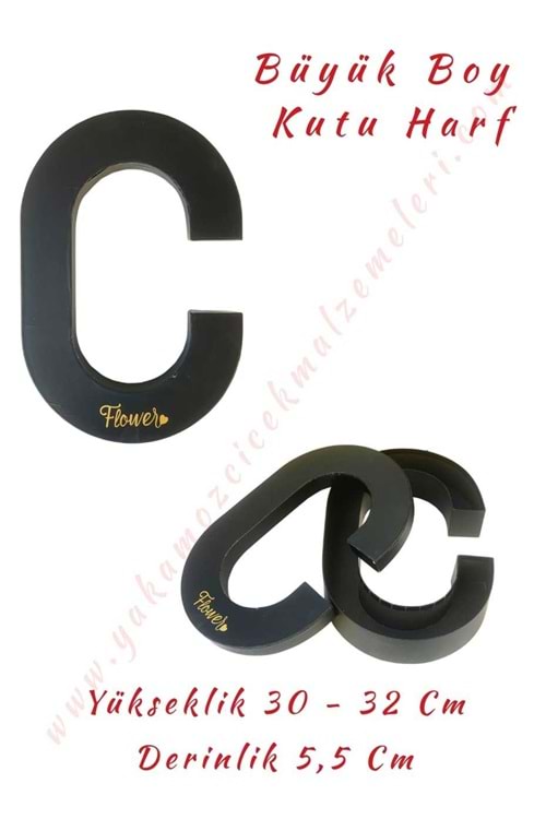 C Kutu Harf Büyük Boy Çiçek Çikolata Aranjman Kutusu - C Harfi