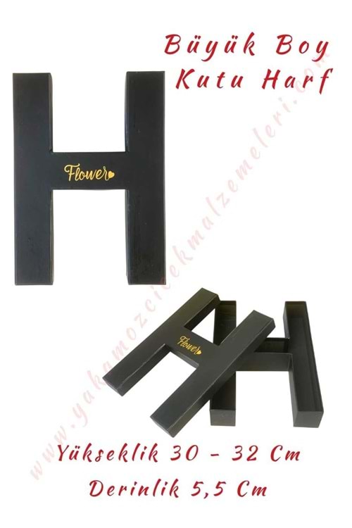 H Kutu Harf Büyük Boy Çiçek Çikolata Aranjman Kutusu - H Harfi