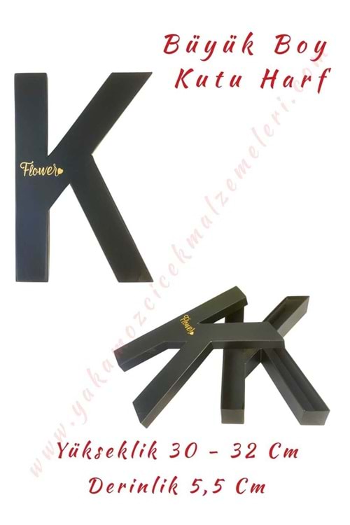K Kutu Harf Büyük Boy Çiçek Çikolata Aranjman Kutusu - K Harfi