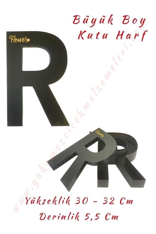 R Kutu Harf Büyük Boy Çiçek Çikolata Aranjman Kutusu - R Harfi
