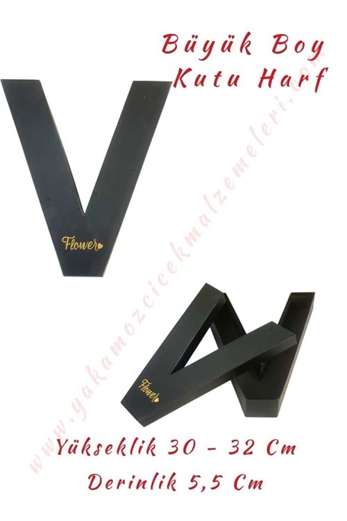 V Kutu Harf Büyük Boy Çiçek Çikolata Aranjman Kutusu - V Harfi