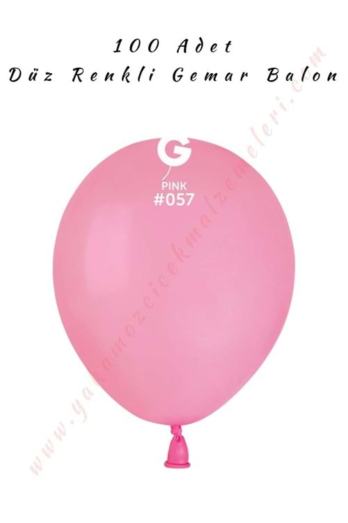 Gemar Balon Düz Renk 100 Adet - Pembe