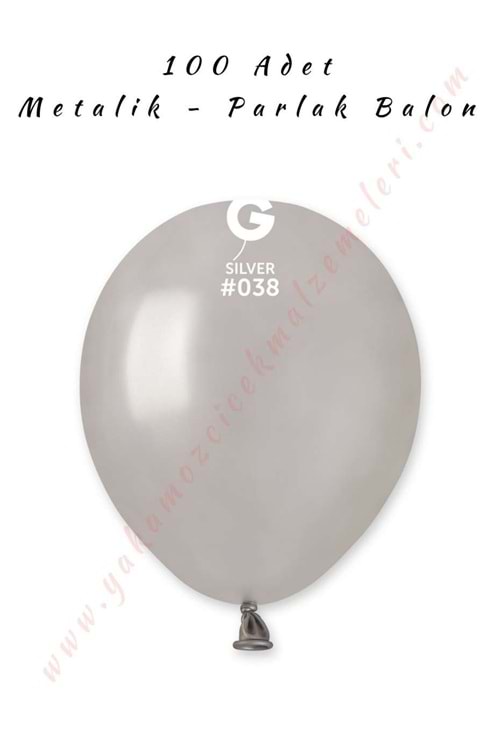 Gemar Balon Metalik - Parlak 100 Adet - Gümüş