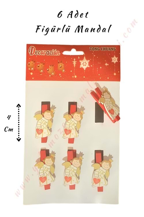 Figürlü Mandal - 6 lı Paket - Beyaz Melek
