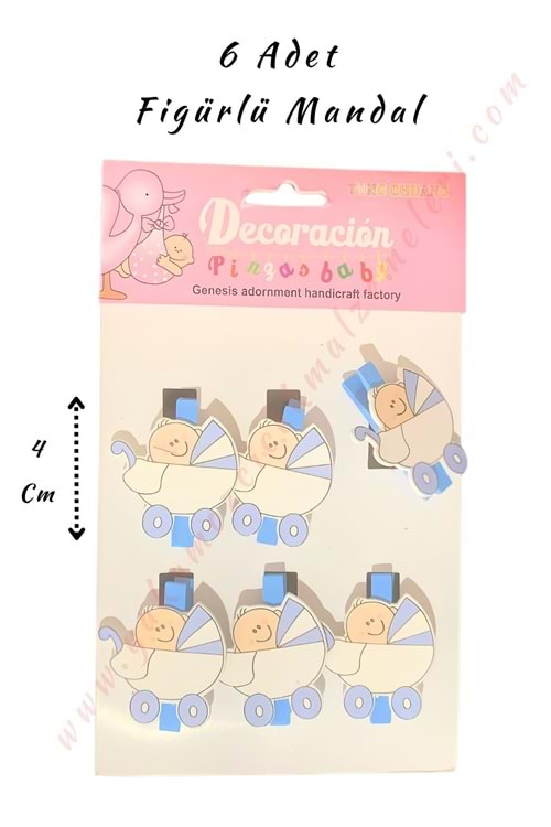 Figürlü Mandal - 6 lı Paket - Büyük Pusetli Bebek