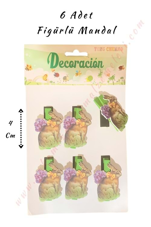Figürlü Mandal - 6 lı Paket - Tavşan