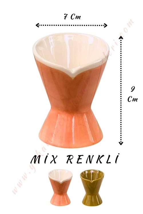 Konik Seramik Skulent Kaktüs Saksısı Çap 7 Cm Yükseklik 9 Cm - Somon