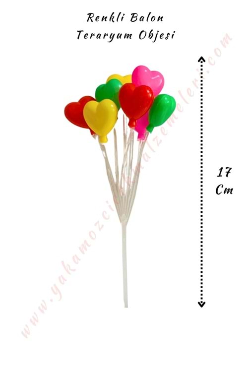 Renkli Plastik Balon - Teraryum Obje - Kalp