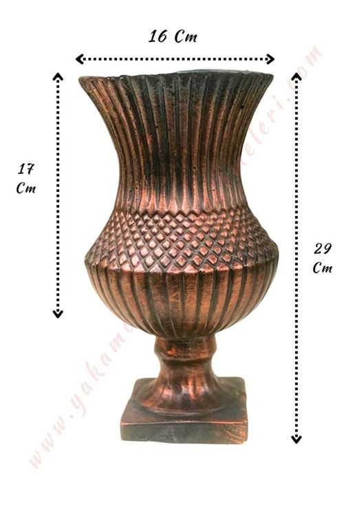 Ayaklı Beton Vazo Çap 16 Cm Yükseklik 29 Cm - Bakır-Siyah
