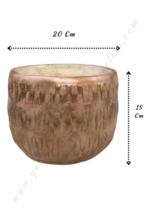 Beton Çanak Saksı Çap 20 Cm Yükseklik 15 Cm - Kahverengi