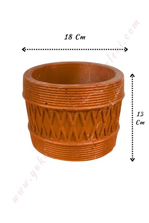Beton Sepet Saksı Çap 18 Cm Yükseklik 13 Cm - Açık Kahverengi