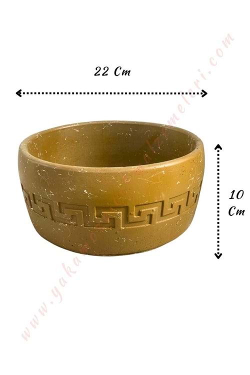 Beton Çanak Saksı Çap 22 Cm Yükseklik 10 Cm - Hardal