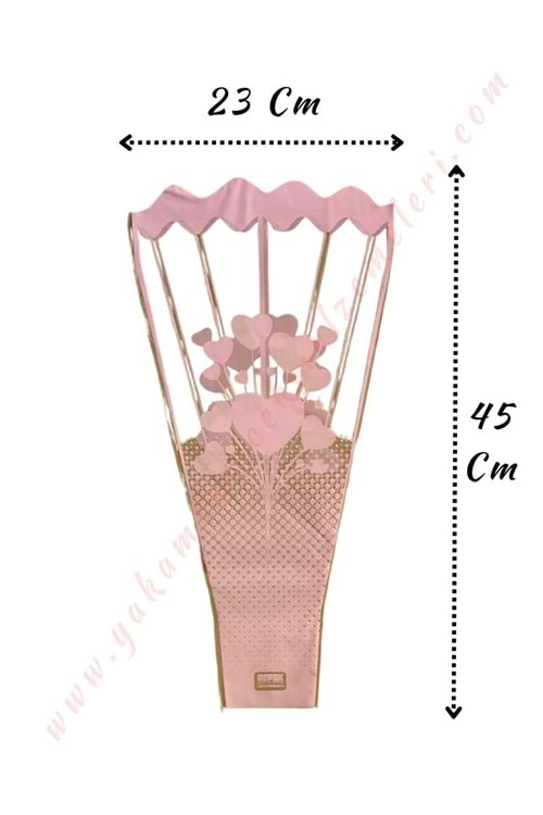 Çiçek - Buket Paketleme Poşeti Desenli Dar 100 Adet 23*45 Cm YK-148 - Açık Pembe