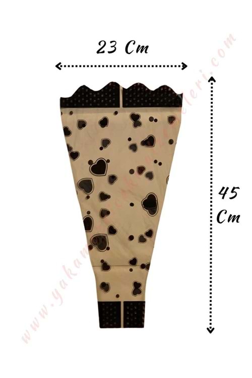 Çiçek - Buket Paketleme Poşeti Desenli Dar 100 Adet 23*45 Cm YK-148 - Siyah