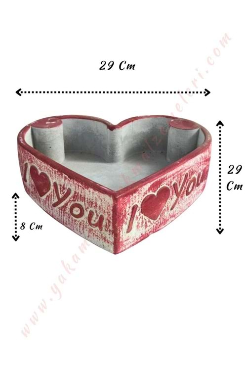 Beton Kalp Saksı - Kırmızı - 29*29*8 Cm