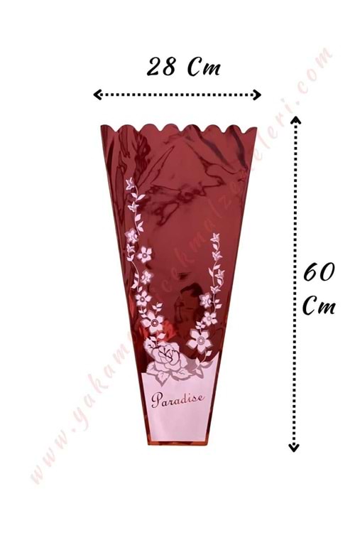 Çiçek - Buket Paketleme Poşeti Çiçek Desenli 100 Adet 28*60 Cm YK-143 - Bordo