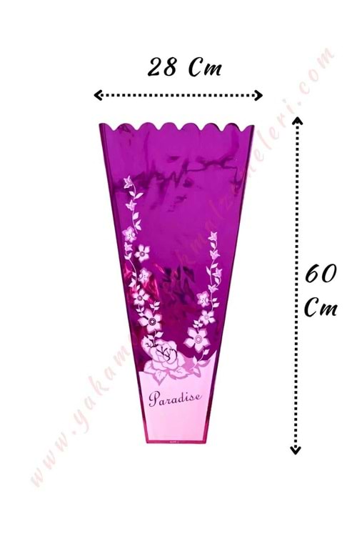 Çiçek - Buket Paketleme Poşeti Çiçek Desenli 100 Adet 28*60 Cm YK-143 - Mor