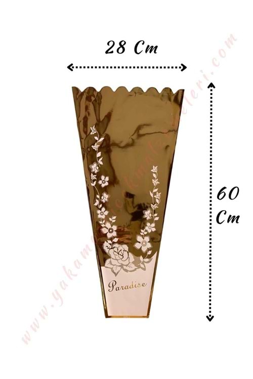 Çiçek - Buket Paketleme Poşeti Çiçek Desenli 100 Adet 28*60 Cm YK-143 - Sarı