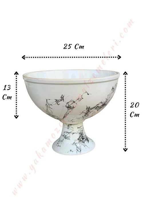 Ayaklı Seramik Büyük Boy Saksı Kupa Çap 25 Cm Yükseklik 20 Cm - Beyaz