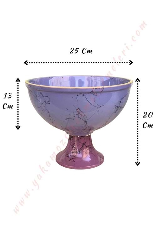 Ayaklı Seramik Büyük Boy Saksı Kupa Çap 25 Cm Yükseklik 20 Cm - Lila