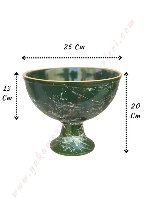 Ayaklı Seramik Büyük Boy Saksı Kupa Çap 25 Cm Yükseklik 20 Cm - Yeşil