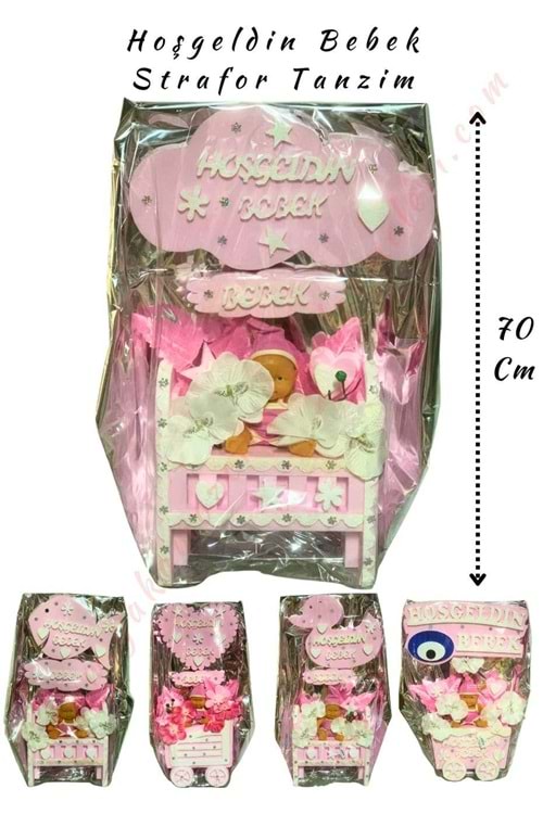 Hoşgeldin Bebek Strafor Tanzim Büyük 70 Cm - Pembe