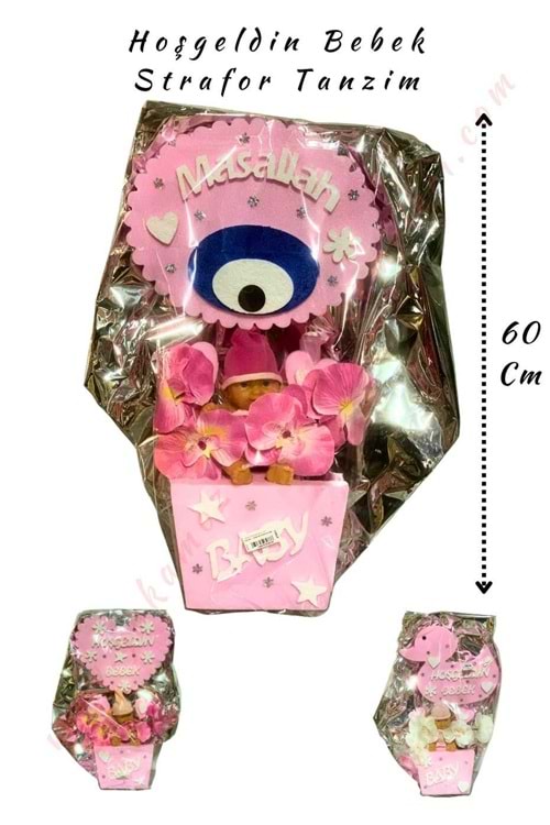 Hoşgeldin Bebek Strafor Tanzim Küçük 60 Cm - Pembe