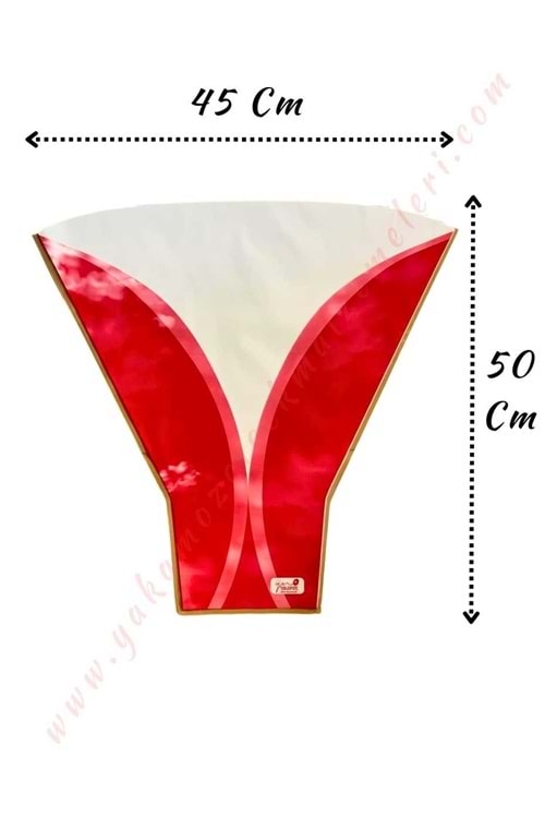 Çiçek - Buket Paketleme Poşeti Buket Desenli 100 Adet 45*50 Cm YK-176 - Kırmızı