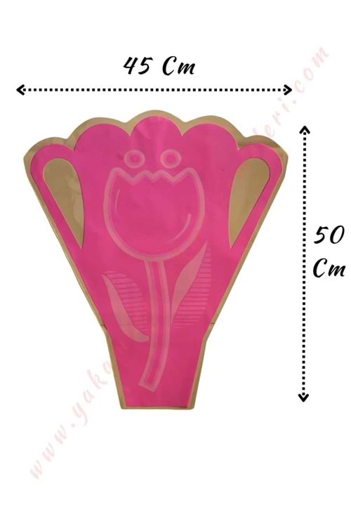 Çiçek - Buket Paketleme Poşeti Lale Desenli 50 Adet 45*50 Cm YK-150 - Pembe