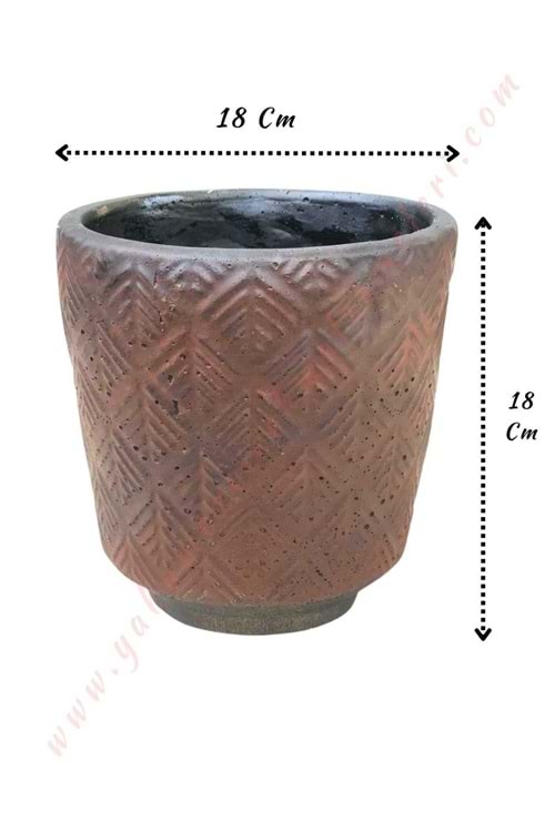 Kahverengi - Siyah Beton Saksı 18*18 Cm