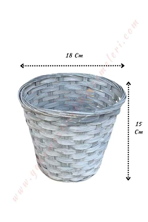 Örme Sepet Orta Boy Çap 18 Cm Yükseklik 15 Cm YK-127 - Gri
