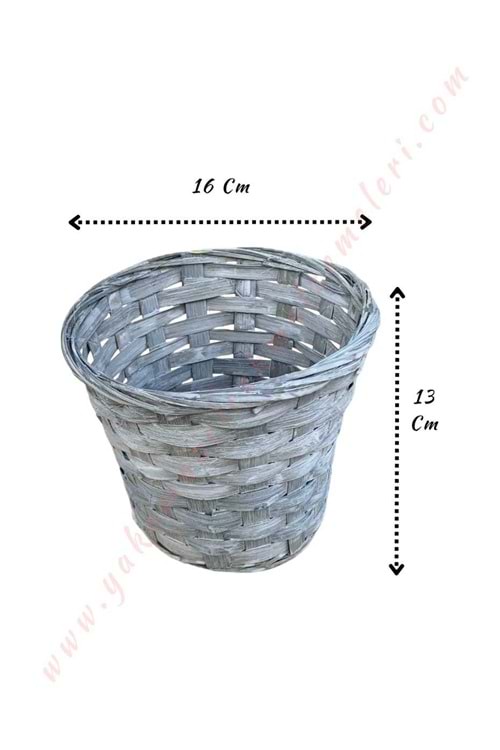 Örme Sepet Küçük Boy Çap 16 Cm Yükseklik 13 Cm YK-126 - Gri