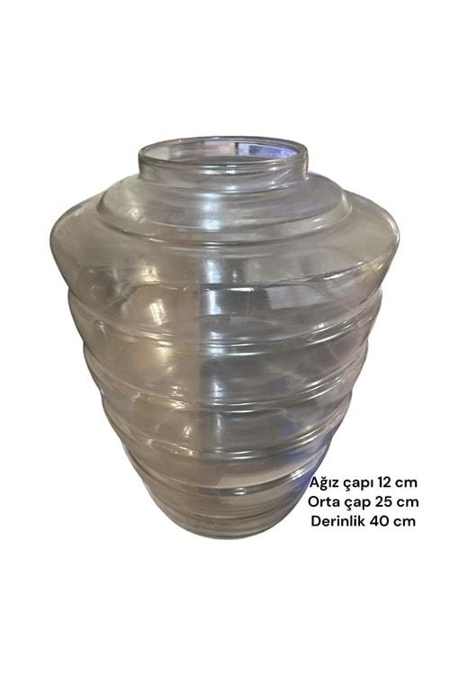 Cam Vazo Kovan Büyük 26*36 Cm Ağız Çapı 12 Cm