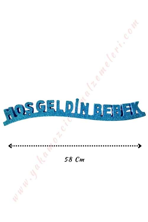 Simli Strafor Doğum Günü Süsü 58 Cm - Hoşgeldin Bebek Mavi