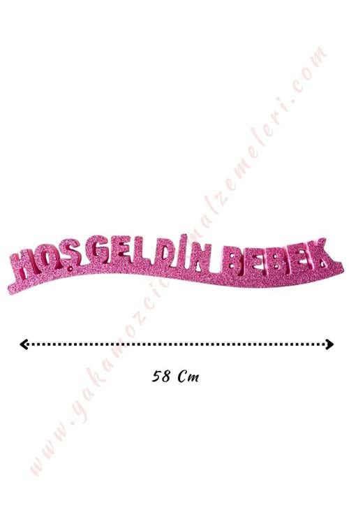 Simli Strafor Doğum Günü Süsü 58 Cm - Hoşgeldin Bebek Pembe