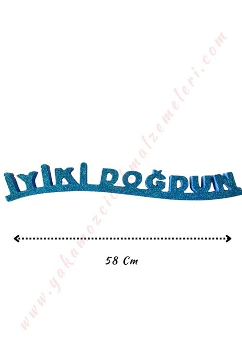 Simli Strafor Doğum Günü Süsü 58 Cm - İyi Ki Doğdun Mavi