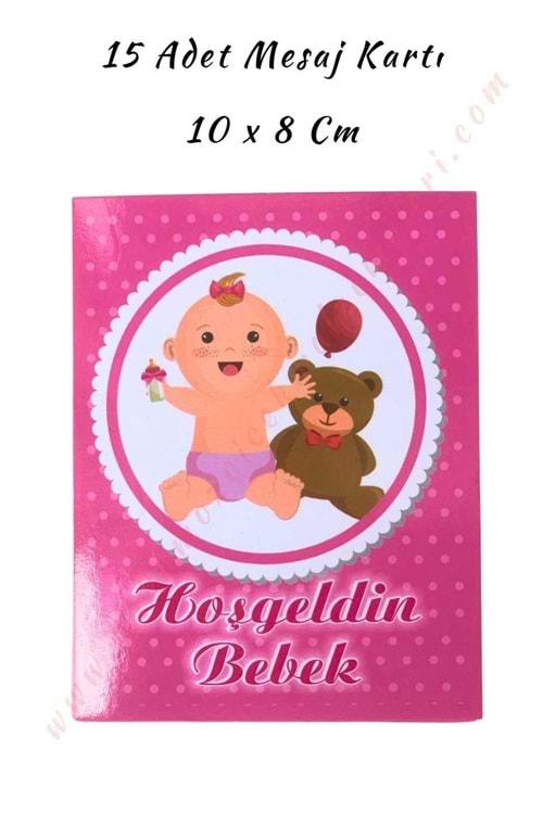15 Adet Özel Gün Mesaj Kartı - Pembe