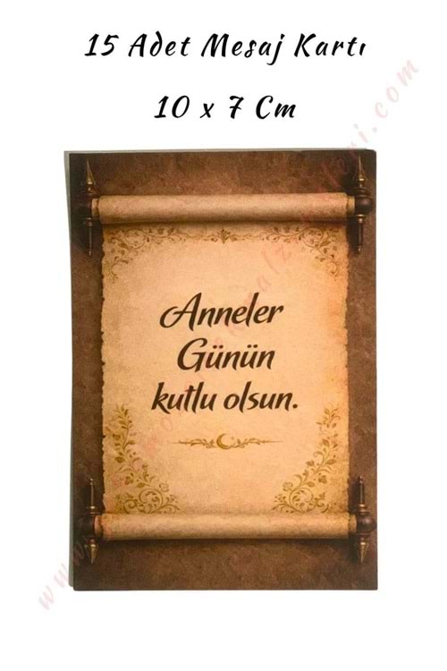 15 Adet Özel Gün Mesaj Kartı - Kahverengi