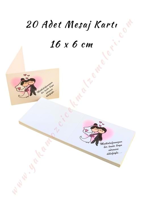 20 Adet Mesaj Kartı - Mutluluğunuzun Bir Ömür Boyu Sürmesi Dileğiyle