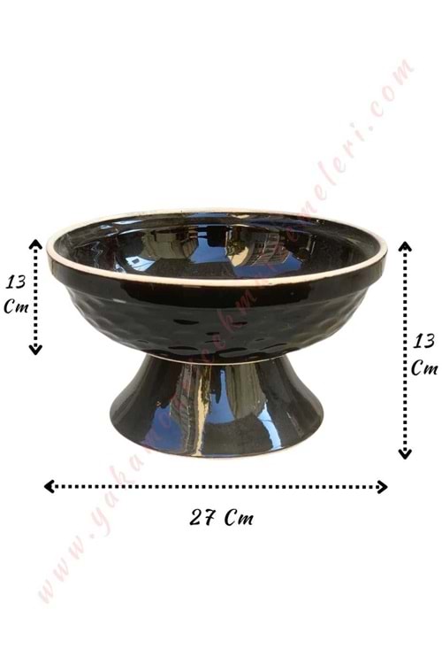 Ayaklı Seramik Küçük Çanak Saksı Çap 20 Cm Yükseklik 12 Cm - Siyah
