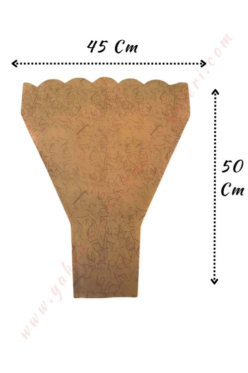 Çiçek - Buket Paketleme Poşeti Desenli 100 Adet 45*50 Cm YK-348 - Kahverengi