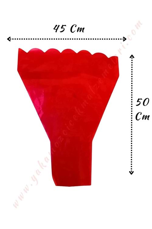 Çiçek - Buket Paketleme Poşeti Desenli 100 Adet 45*50 Cm YK-348 - Kırmızı