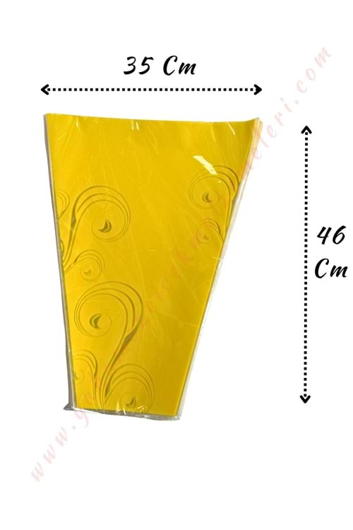 Çiçek - Buket Paketleme Poşeti Desenli 100 Adet 35*46 Cm YK-350 - Sarı