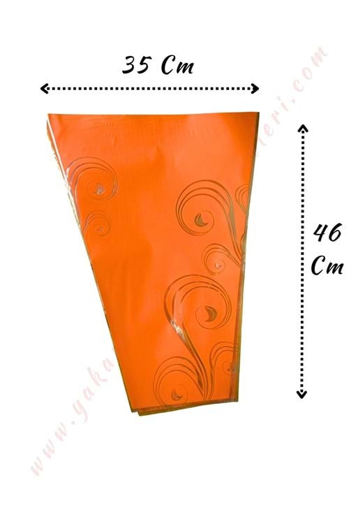 Çiçek - Buket Paketleme Poşeti Desenli 100 Adet 35*46 Cm YK-350 - Turuncu